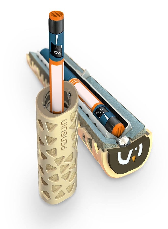 بنجوين حافظة سفر مبردة للأنسولين من بنغوين - حافظة تبريد قابلة لإعادة الاستخدام لأقلام الأنسولين لمرضى السكري، تحافظ على برودة الأنسولين لمدة 24 ساعة. حافظة حمل من الألومنيوم لأقلام الأنسولين، لون ذهبي. - Image 1